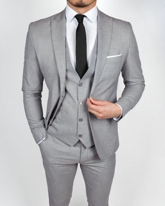 Abiti da uomo Grigio Matrimonio 2 pezzi Abito formale Moda | Etsy Italia