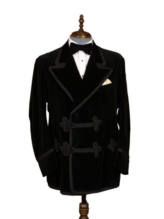 Men Elegant Black Velvet Jacket Smoking Jackets Double Etsy