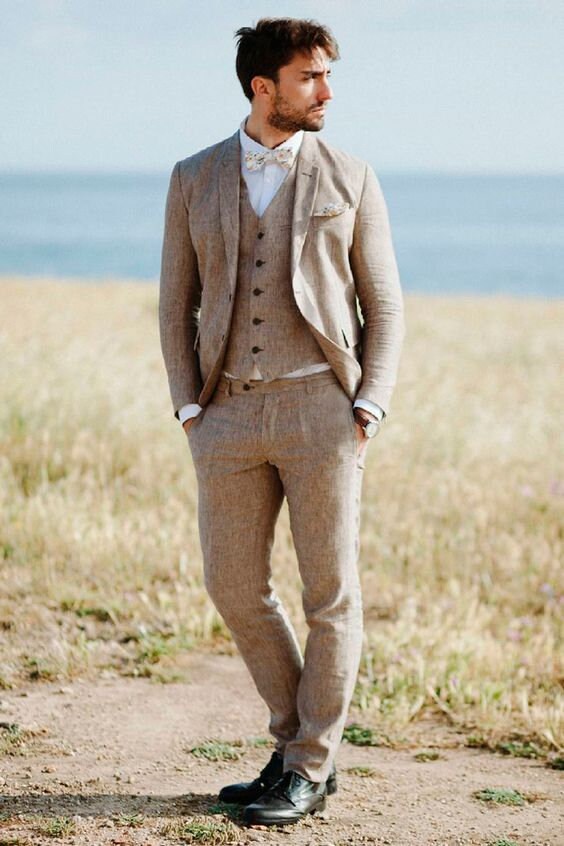 Abiti da sposa da uomo Abito da sposa Abito di lino marrone 3 | Etsy Italia