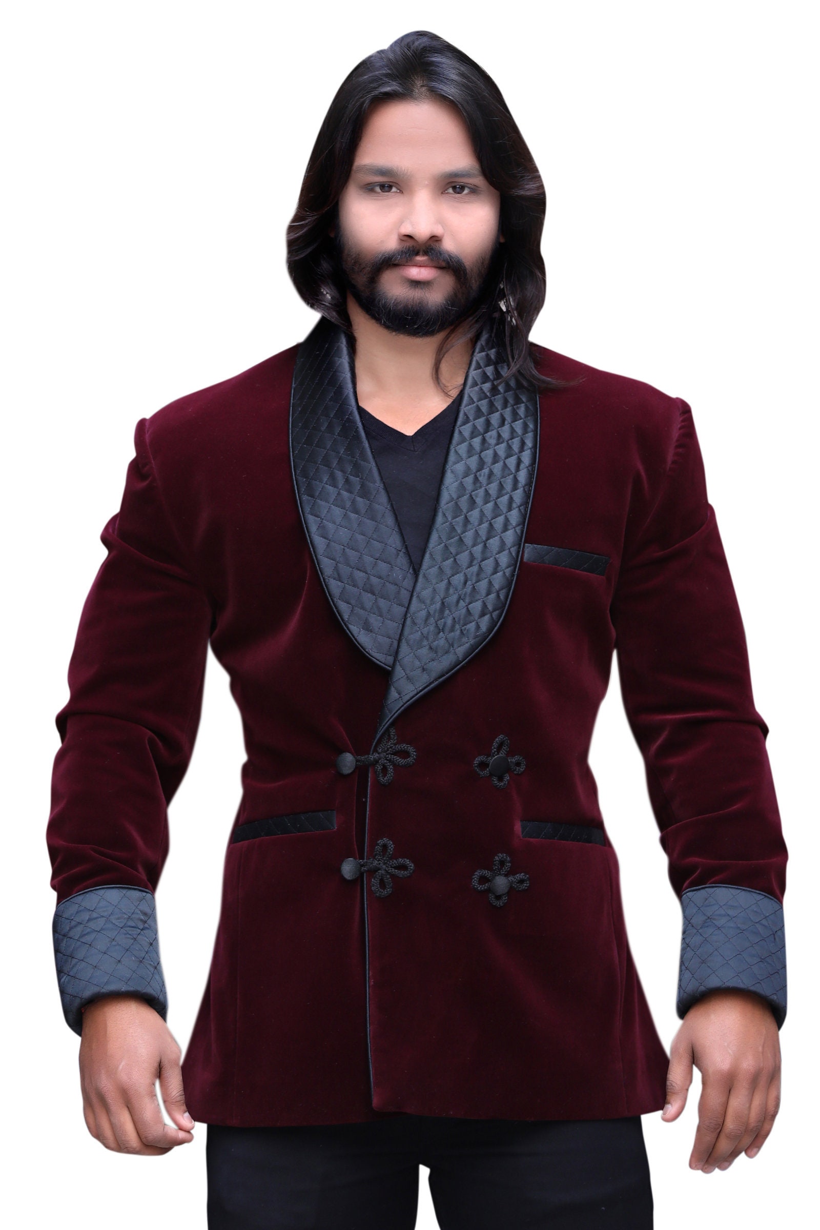Smoking Jacket Men Burgundy Velvet Jacket Elegant Hosting Etsy