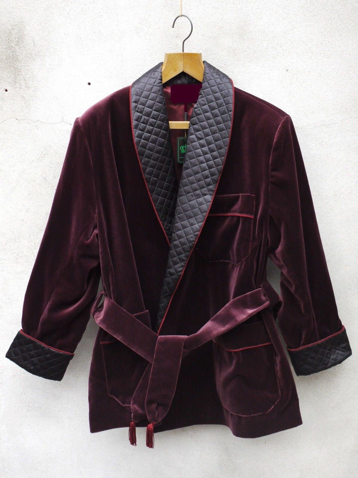 Smoking Jacket Mens Smoking Robe Velvet Quilted robe Velvet Etsy