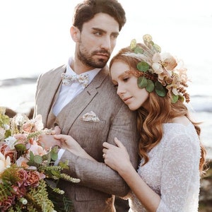 Abiti da sposa da uomo Abito da sposa Abito di lino marrone 3 | Etsy Italia