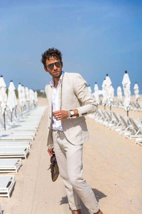 Men Linen Suit Summer Suit Men Suits Beach Suits 2 Piece | Etsy