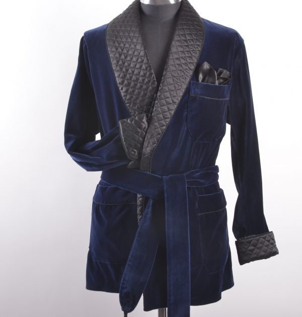 smoking jacket blue