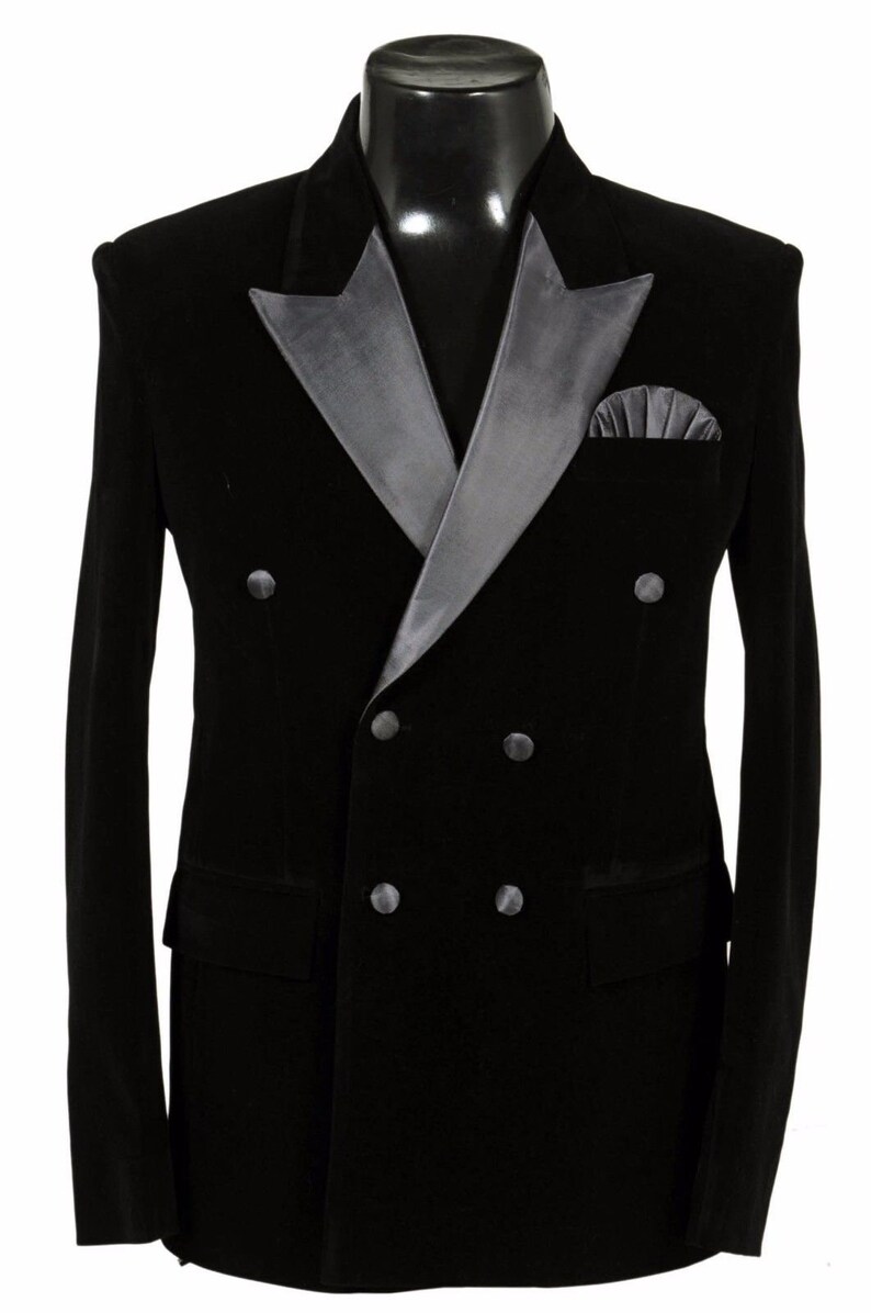 Men Black Velvet Jacket Hosting Dinner Coat Double Breasted Etsy