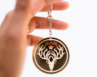 Amulet of Orynth Keychain, Mirror Acrylic, 2 inches diameter, ya book, Terrasen, Stag, ToG, Throne of Glass