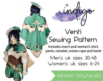 Venti Cosplay Sewing Pattern, Genshin Impact Venti Costume Pattern, Venti Inspired Cosplay, Genshin Impact Cosplay