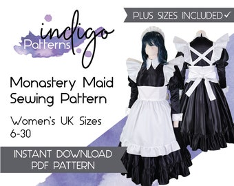 Maid Cosplay Sewing Pattern, Maid Costume Pattern - Digital Download