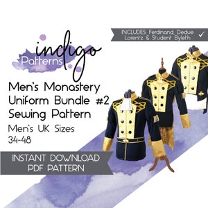 Men&#39;s Monastery Uniform Sewing Patterns - Digital Download PDF Pattern Men&#39;s UK sizes 34-48