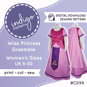 Wise Princess Zelda Cosplay Sewing Pattern: Dress, Apron, Tabard & Cape (Digital Download)