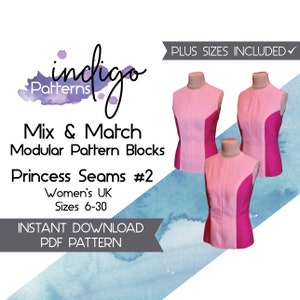 Bodice Block Patterns Princess Seams, Princess Seam Bodice Pattern, Pattern Blocks