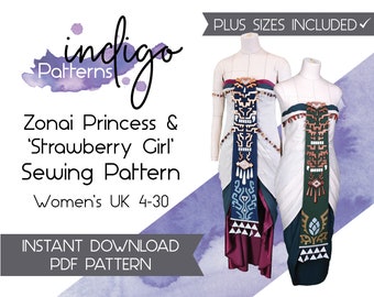 Ancient Queen and Princess Cosplay Sewing Pattern - Digital Download UK Sizes 4-30