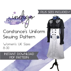 Constance Uniform Cosplay Sewing Pattern - Digital Download PDF Pattern in Women&#39;s UK Sizes 8-30