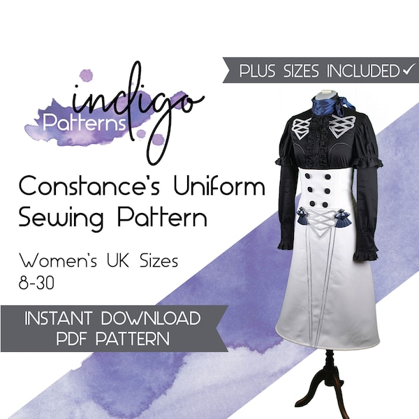 Constance Uniform Cosplay Sewing Pattern - Digital Download PDF Pattern in Women's UK Sizes 8-30