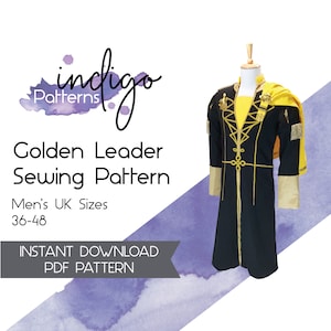 Golden Leader Cosplay Sewing Pattern & Yuri Modification - Digital Download PDF Pattern in UK Men&#39;s Sizes 36-48