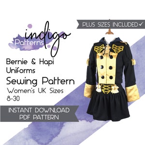Bernadetta & Hapi Uniforms Cosplay Sewing Pattern - Digital Download PDF Pattern Women&#39;s Sizes UK 8-30