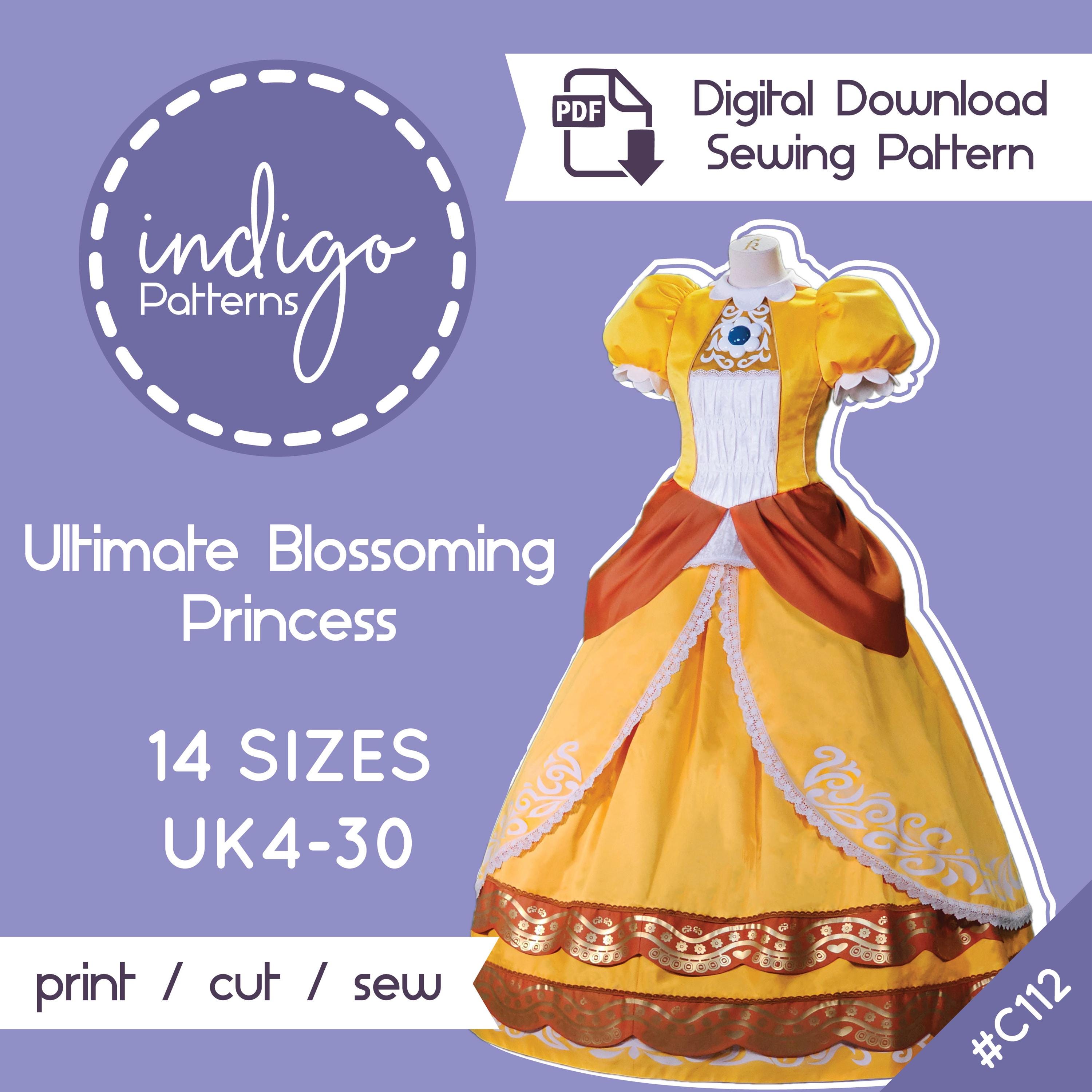Ultimate Blossoming Princess Daisy Cosplay Sewing Pattern UK Sizes 4-30 - Digital Download cosplay princess dress pattern with plus sizes
