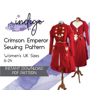 Crimson Emperor Cosplay Sewing Pattern - Digital Download PDF Pattern Women&#39;s UK Sizes 6-24