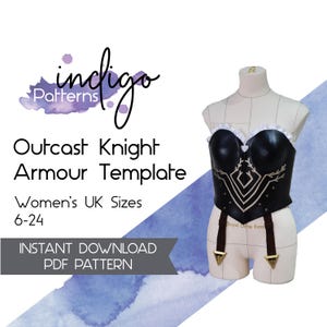 Outcast Knight Cosplay Breastplate Armour Pattern - Digital Download PDF Foam Armour Template in Women&#39;s UK Sizes 6-24 for Breastplate