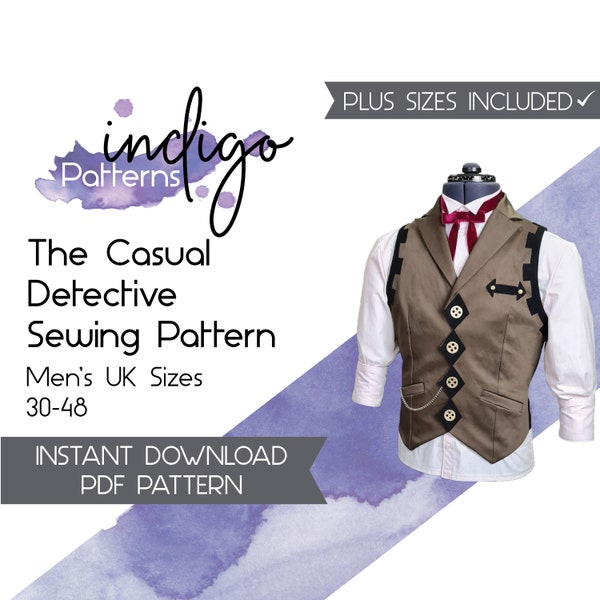 Casual Wear Sherlock Sewing Pattern, Sherlock Cosplay Pattern, Steampunk Vest Costume Pattern, Sherlock Holmes Costume Pattern