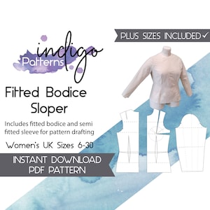 Women&#39;s Bodice Sloper Pattern for Pattern Drafting, Plus Size Bodice Sloper, Sleeve Sloper, Women&#39;s Bodice Sloper, Women&#39;s Sloper