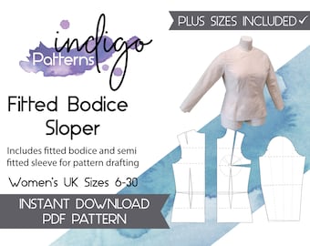 Bodice Sloper Pattern, Fitted Sleeve (PDF Pattern) Plus Size Inclusive