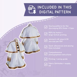 Journeying Elf Cosplay Sewing Pattern: Dress, Apron, Cape (Digital Download) immagine 2