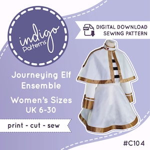 Journeying Elf Cosplay Sewing Pattern: Dress, Apron, Cape (Digital Download)