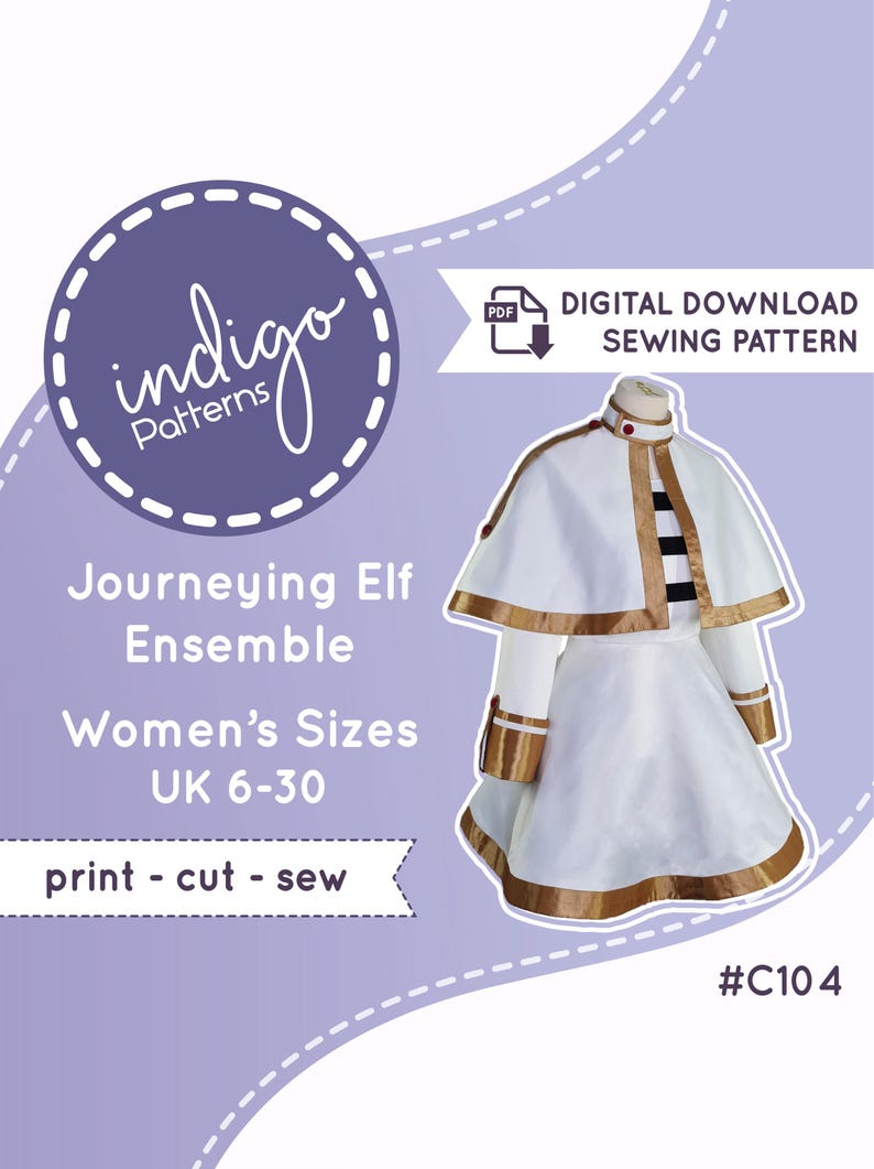 Journeying Elf Cosplay Sewing Pattern: Dress, Apron, Cape (Digital Download) immagine 1