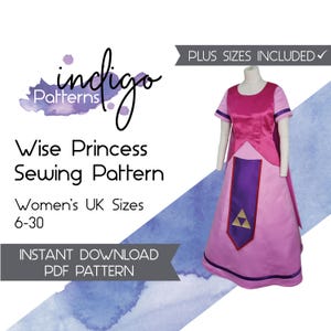 Wise Princess Cosplay Sewing Pattern -  Digital Download PDF Sewing Pattern Women's UK Sizes 6-30 for Dress, Apron, Tabard and cape