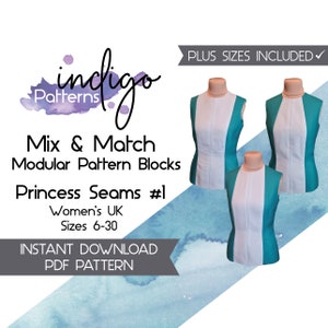 Bodice Block Patterns Princess Seams, Princess Seam Bodice Pattern, Pattern Blocks