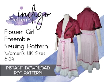 Aerith Cosplay Sewing Pattern with Plus Sizes: Dress & Jacket (UK 6-24) (PDF Pattern)