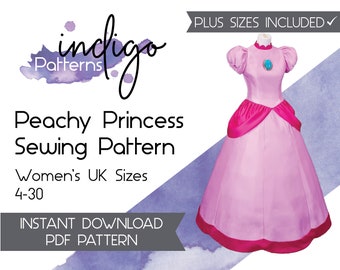 Classic Peach Cosplay Sewing Pattern, Princess Peach Costume Sewing Pattern