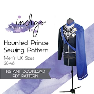 Haunted Prince Cosplay Sewing Pattern - Digital Download PDF Pattern Men&#39;s Uk sizes 30-48
