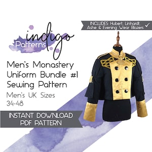 Men&#39;s Monastery Uniform Sewing Patterns - Digital Download PDF Pattern Men&#39;s UK Sizes 34-48