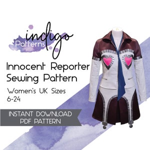 Innocent Reporter Cosplay Sewing Pattern - Digital Download PDF Sewing pattern Women&#39;s Uk Sizes 6-24