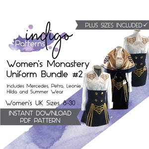 Monastery Uniform Cosplay Sewing Pattern - Digital Download PDF Pattern Women&#39;s Uk Sizes 8-30