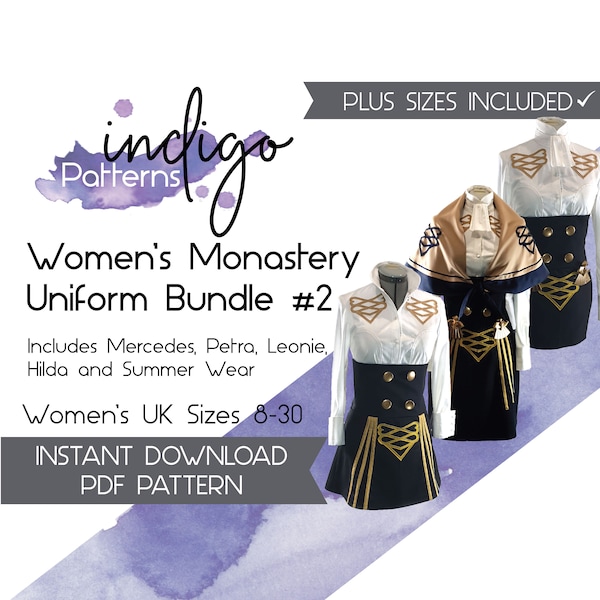 Monastery Uniform Cosplay Sewing Pattern - Digital Download PDF Pattern Women's Uk Sizes 8-30