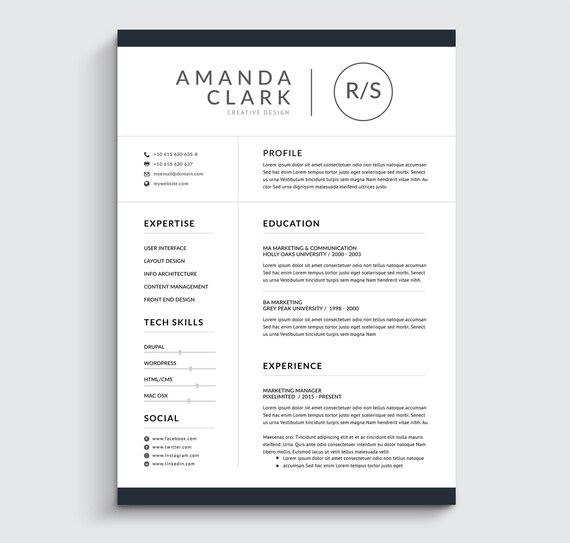 4 page resume template modern and professional cv template format for any job great layout design word easy to edit instant download resume layout design