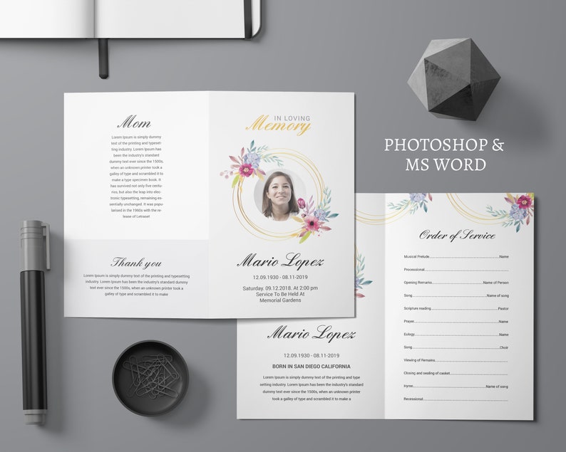 Funeral Program Template Funeral Program Template Word Etsy
