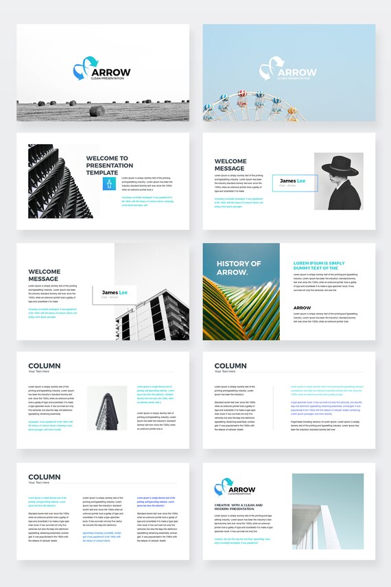 Pfeil Saubere Sache Powerpoint Prasentation Vorlage Etsy