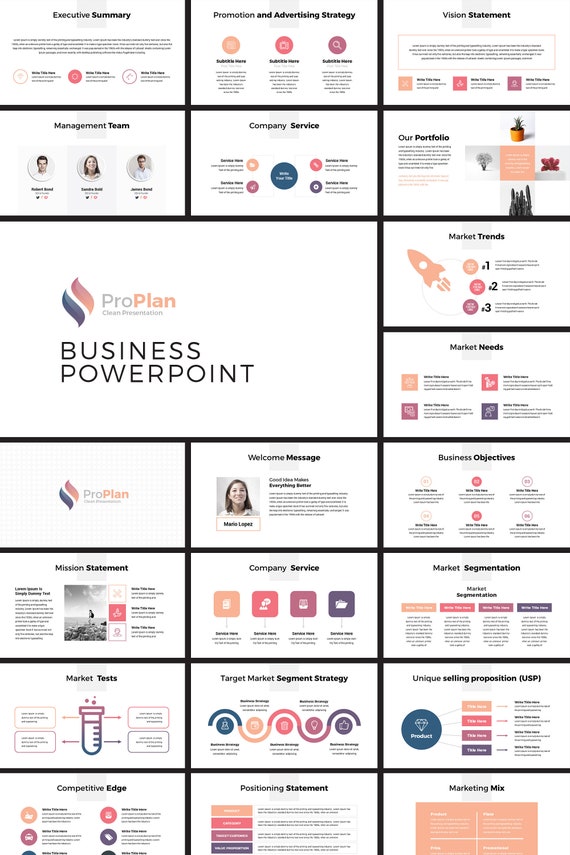 Moderne Business Plan Powerpoint Template Editierbare Etsy