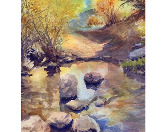 Morning Reflections, watercolor, landscape painting
