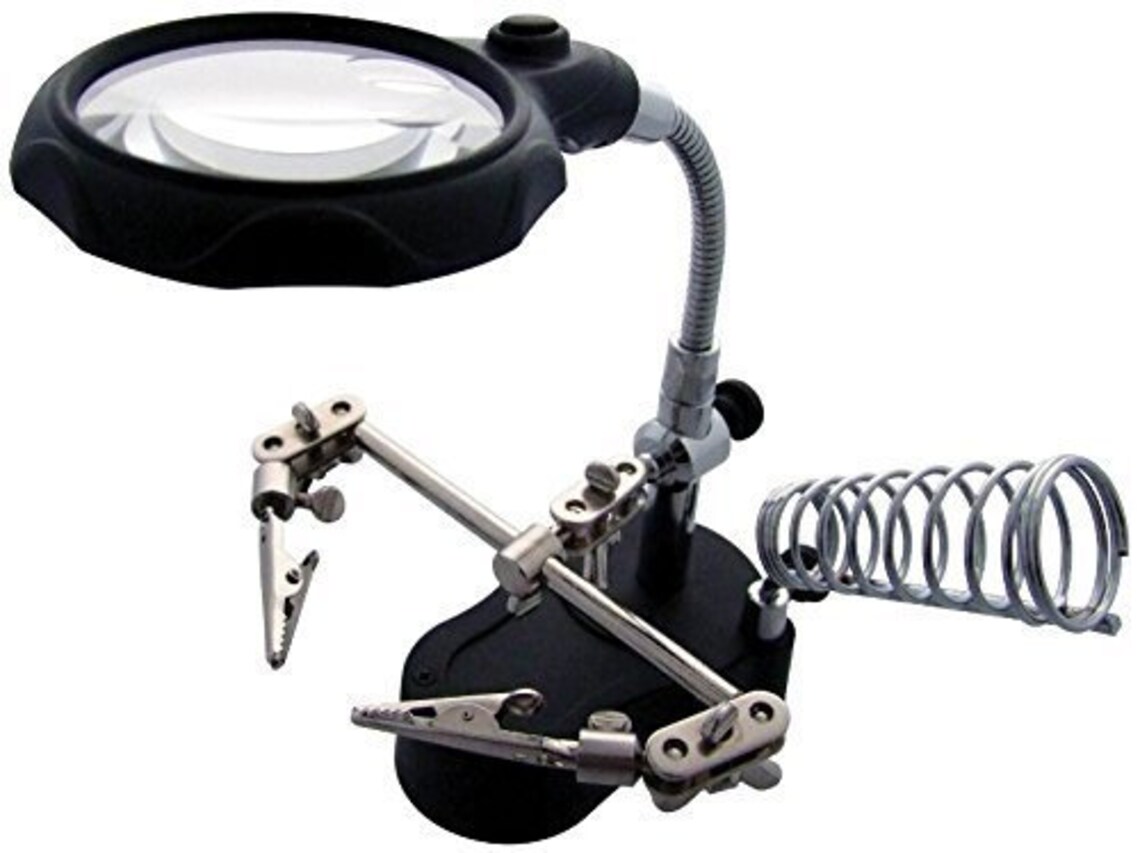 New Helping Hand Magnifier Led Light With Soldering Stand Etsy
