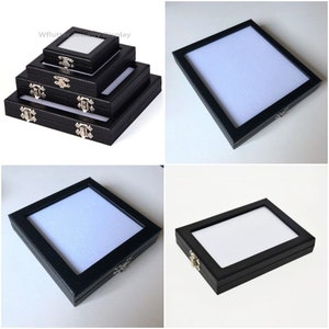 Gemstone Display Diamond Storage Box Leather Organizer Stone Case Jewelry Holder with reversible foam black and white