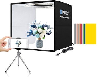 PULUZ Mini boîte à lumière de studio photo, kit de tente de prise de vue photo, kit de tente de lumière de photographie pliable portable avec CRI> 95 96 pièces lumière LED