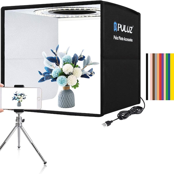 PULUZ Mini Photo Studio Light Box, Photo Shooting Tent kit, Portable Folding Photography Light Tent kit with CRI >95 96pcs LED Light