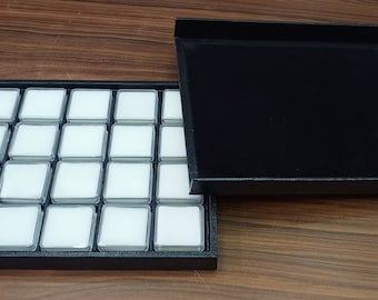 Gem Stone Diamond Display Storage tray with lid case box with 20 box transparent boxes size 3.5x3.5x1.5 cm