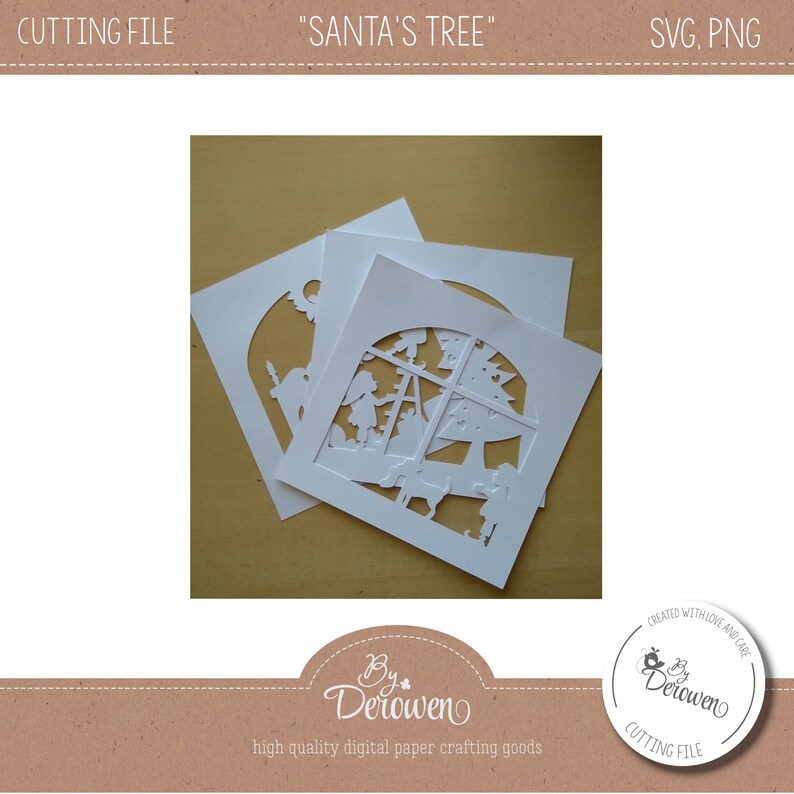 SVG cut file template 3D Shadow box Christmas Santa's | Etsy