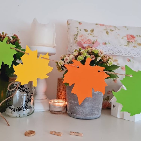 Ahorn Blatt, Blätter Girlande, Herbstdekor, Fensterdeko